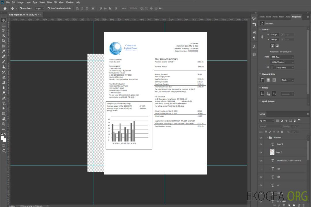 Facture commerciale du service public d'électricité du Connecticut Light & Power, SCR template Facture commerciale du service public d'électricité du Connecticut Light & Power, SCR template
